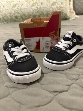Vans Kids Black and White Classic Canvas Sneakers